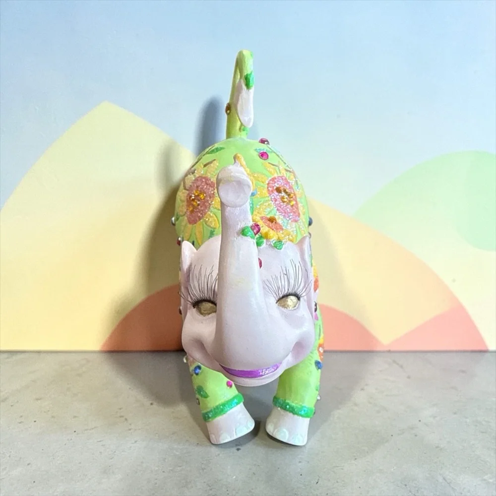 Colorful Elephant Figurine - Green and Pink new in box - Picture 4 of 9